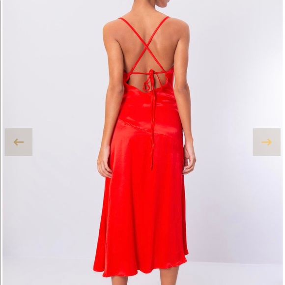 NWT Red MIDI Cowl Neck Dress with Open Back & Front Slit - Picture 3 of 4